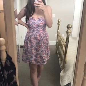 Purple Printed Strapless Sundresss